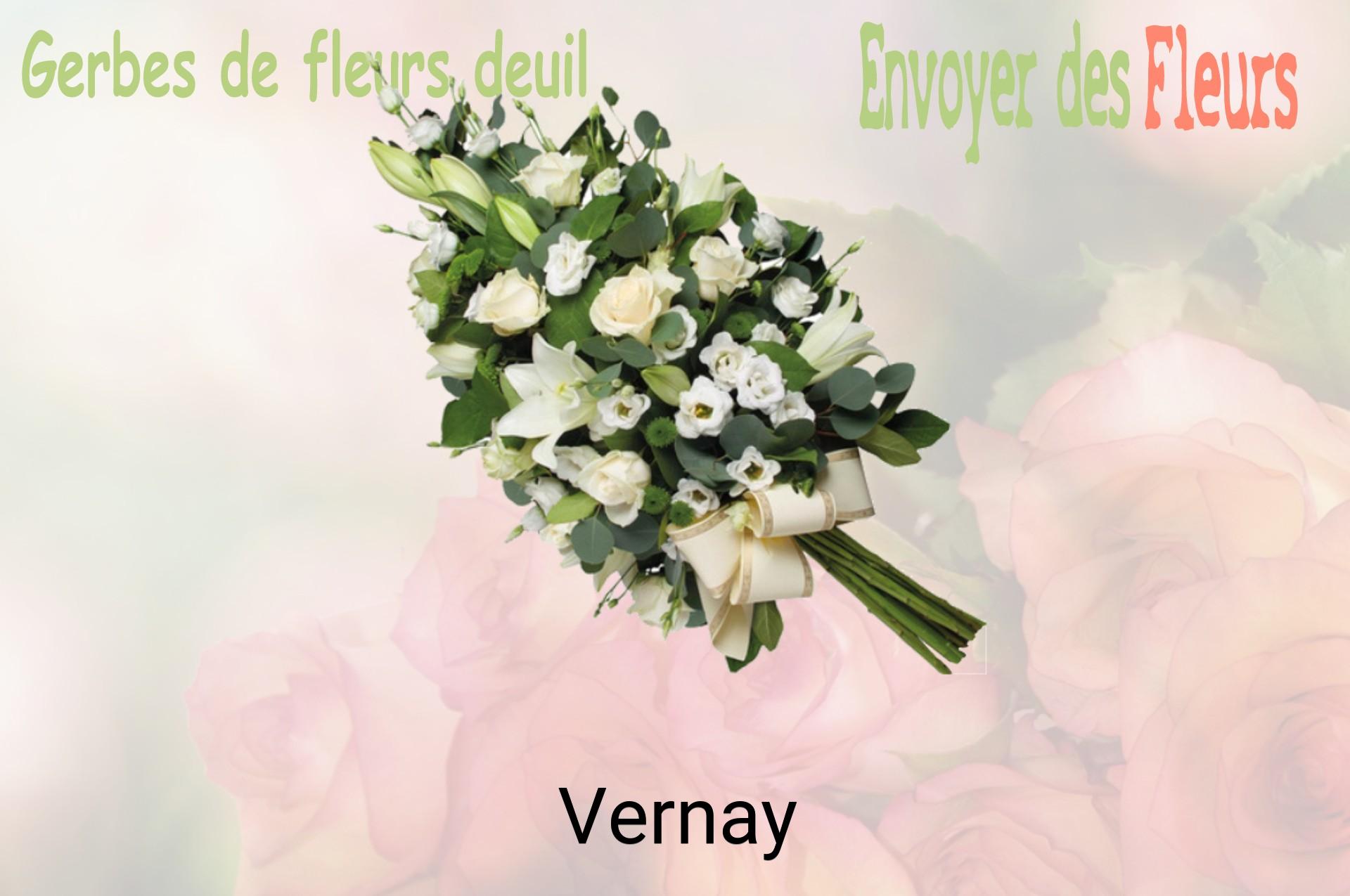 Gerbe de fleurs de deuil livrée à Vernay